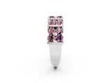 White gold Channel Set Round and Baguette Morganite Anniversary Band with Prong Setting_20