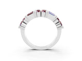 White gold Channel Set Round and Baguette Morganite Anniversary Band with Prong Setting_21