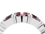 White gold Channel Set Round and Baguette Morganite Anniversary Band with Prong Setting_22
