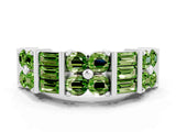 White gold Channel Set Round and Baguette Peridot Anniversary Band with Prong Setting_18