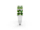 White gold Channel Set Round and Baguette Peridot Anniversary Band with Prong Setting_20
