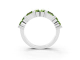 White gold Channel Set Round and Baguette Peridot Anniversary Band with Prong Setting_21