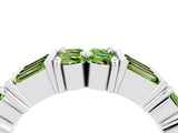 White gold Channel Set Round and Baguette Peridot Anniversary Band with Prong Setting_22