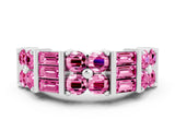 White gold Channel Set Round and Baguette Pink Sapphire Anniversary Band with Prong Setting_30