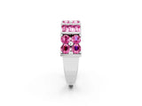 White gold Channel Set Round and Baguette Pink Sapphire Anniversary Band with Prong Setting_32