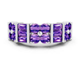 White gold Channel Set Round and Baguette Tanzanite Anniversary Band with Prong Setting_18