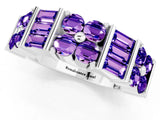 White gold Channel Set Round and Baguette Tanzanite Anniversary Band with Prong Setting_19