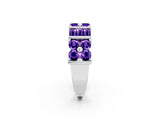 White gold Channel Set Round and Baguette Tanzanite Anniversary Band with Prong Setting_20