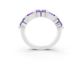 White gold Channel Set Round and Baguette Tanzanite Anniversary Band with Prong Setting_21