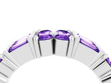White gold Channel Set Round and Baguette Tanzanite Anniversary Band with Prong Setting_22