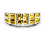 White gold Channel Set Round and Baguette Yellow Sapphire Anniversary Band with Prong Setting_30