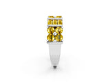 White gold Channel Set Round and Baguette Yellow Sapphire Anniversary Band with Prong Setting_32