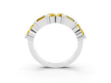 White gold Channel Set Round and Baguette Yellow Sapphire Anniversary Band with Prong Setting_33