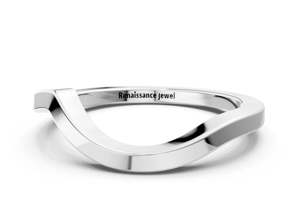 Platinum Chevron Curved Solitaire Band