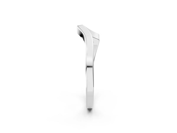 Platinum Chevron Curved Solitaire Band