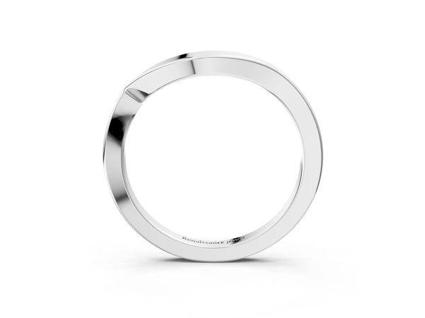 White gold Chevron Curved Solitaire Band