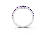White gold Chevron Marquise and Round Amethyst Open Band with Prong Setting_9