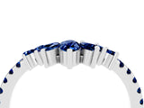 10K White Gold Chevron Marquise and Round Blue Sapphire Open Band with Prong Setting