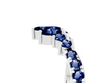 10K White Gold Chevron Marquise and Round Blue Sapphire Open Band with Prong Setting