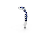 10K White Gold Chevron Marquise and Round Blue Sapphire Open Band with Prong Setting