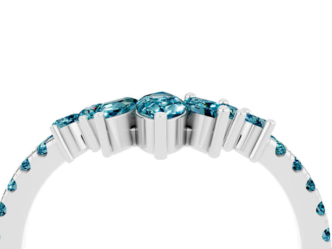 White gold Chevron Marquise and Round Blue Topaz Open Band with Prong Setting_10