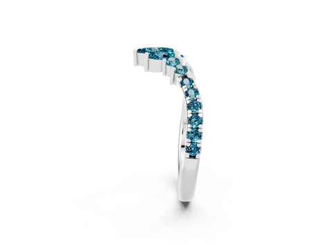 White gold Chevron Marquise and Round Blue Topaz Open Band with Prong Setting_8