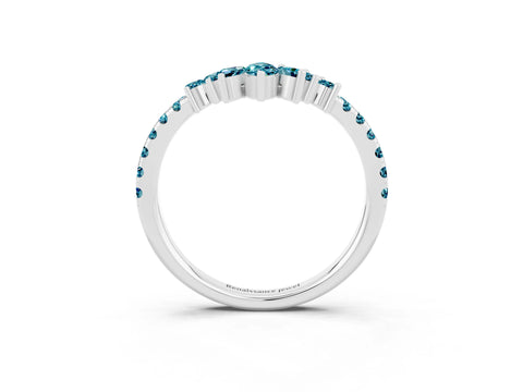 White gold Chevron Marquise and Round Blue Topaz Open Band with Prong Setting_9