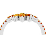 White gold Chevron Marquise and Round Citrine Open Band with Prong Setting_10