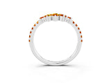 White gold Chevron Marquise and Round Citrine Open Band with Prong Setting_9
