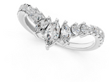 White gold Chevron Marquise and Round Diamond Open Band with Prong Setting_110