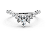 White gold Chevron Marquise and Round Diamond Open Band with Prong Setting_113