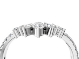 White gold Chevron Marquise and Round Diamond Open Band with Prong Setting_122