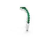 White gold Chevron Marquise and Round Emerald Open Band with Prong Setting_8