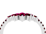 White gold Chevron Marquise and Round Garnet Open Band with Prong Setting_10