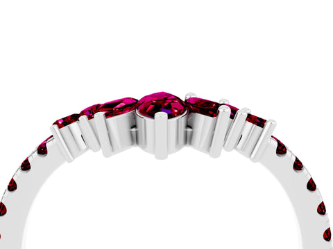White gold Chevron Marquise and Round Garnet Open Band with Prong Setting_10