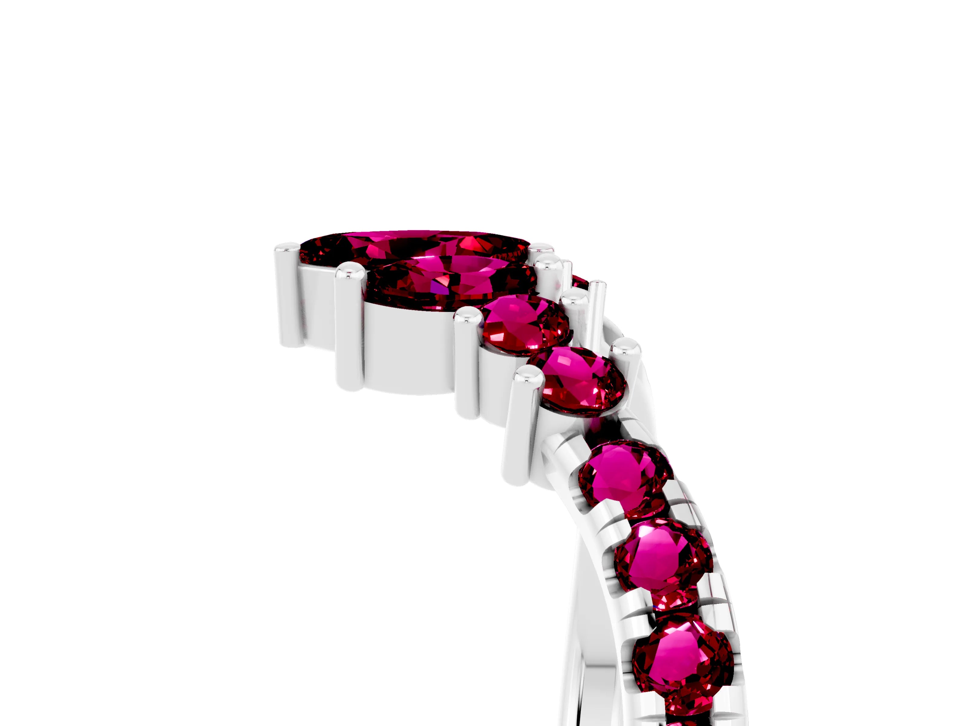 White gold Chevron Marquise and Round Garnet Open Band with Prong Setting_11