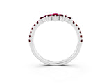 White gold Chevron Marquise and Round Garnet Open Band with Prong Setting_9