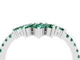 White gold Chevron Marquise and Round Green Sapphire Open Band with Prong Setting_10