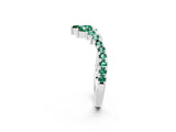 White gold Chevron Marquise and Round Green Sapphire Open Band with Prong Setting_8