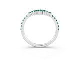 White gold Chevron Marquise and Round Green Sapphire Open Band with Prong Setting_9