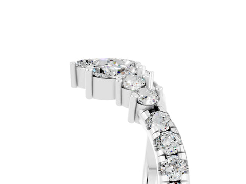 White gold Chevron Marquise and Round Moissanite Open Band with Prong Setting_11