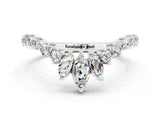 White gold Chevron Marquise and Round Moissanite Open Band with Prong Setting_6