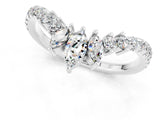 White gold Chevron Marquise and Round Moissanite Open Band with Prong Setting_7