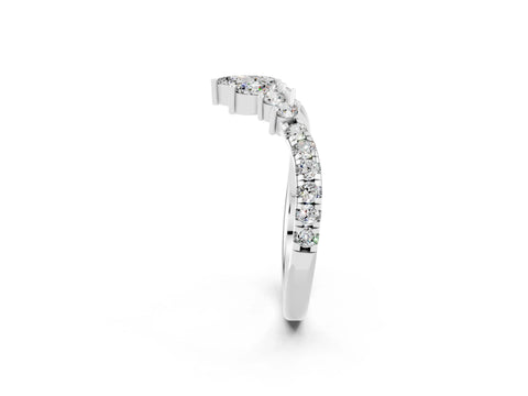 White gold Chevron Marquise and Round Moissanite Open Band with Prong Setting_8