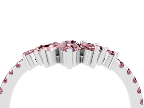 White gold Chevron Marquise and Round Morganite Open Band with Prong Setting_10