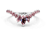 White gold Chevron Marquise and Round Morganite Open Band with Prong Setting_6
