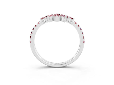White gold Chevron Marquise and Round Morganite Open Band with Prong Setting_9
