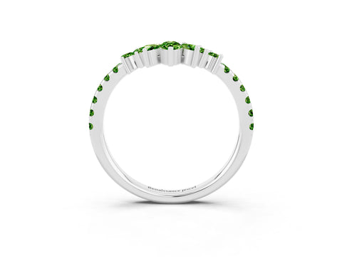 White gold Chevron Marquise and Round Peridot Open Band with Prong Setting_9