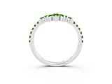 White gold Chevron Marquise and Round Peridot Open Band with Prong Setting_9
