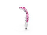 Silver Chevron Marquise and Round Pink Sapphire Open Band with Prong Setting